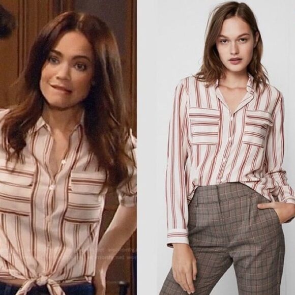 ✨ HP✨Stripe Button Front City Shirt✨ - Picture 4 of 9